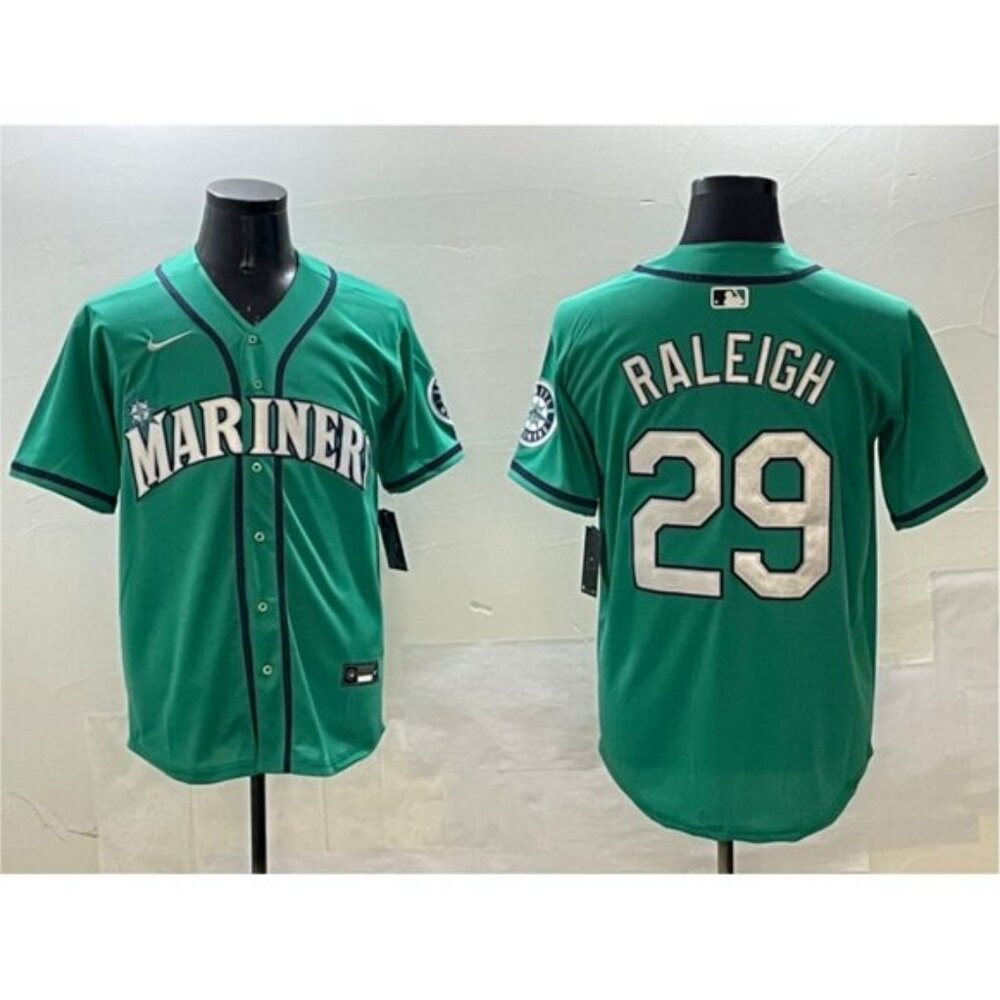 Mens Kids  Cal Raleigh Aqua Stitched Jersey